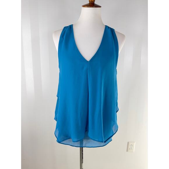 EAM Blue V Neck Sheer Top - Picture 1 of 10